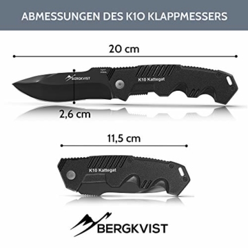 BERGKVIST® Klappmesser K10 Taschenmesser I Messer extra scharf I Zweihandmesser darf geführt werden I Outdoor-Messer und Jagdmesser mit Edelstahlklinge & Schleifstein - 4
