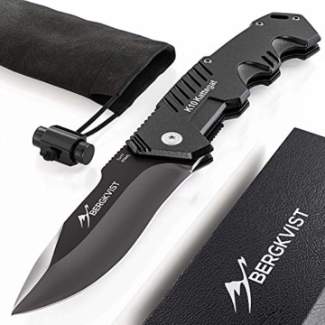 BERGKVIST® Klappmesser K10 Taschenmesser I Messer extra scharf I Zweihandmesser darf geführt werden I Outdoor-Messer und Jagdmesser mit Edelstahlklinge & Schleifstein - 1