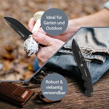 BERGKVIST® Klappmesser K10 Taschenmesser I Messer extra scharf I Zweihandmesser darf geführt werden I Outdoor-Messer und Jagdmesser mit Edelstahlklinge & Schleifstein - 5
