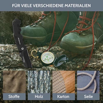 BERGKVIST® Klappmesser K10 Taschenmesser I Messer extra scharf I Zweihandmesser darf geführt werden I Outdoor-Messer und Jagdmesser mit Edelstahlklinge & Schleifstein - 6