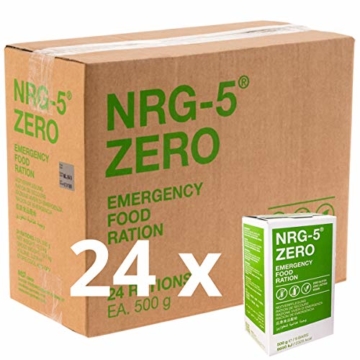Notverpflegung 24x NRG-5 ZERO Glutenfrei Survival 500g Notration Notvorsorge | 24x9 Riegel im Vorteilskarton Survivalnahrung Expeditions Grundausstattung wie EPA - 1