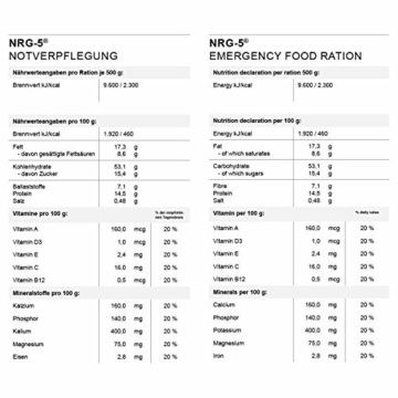 Notverpflegung, Krisennahrung, NRG-5, 1 Karton mit 24 Packungen a 500 g, (9 Riegel) - 7