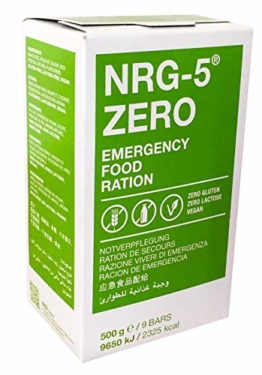 Notverpflegung NRG-5 ZERO Glutenfrei Survival 500g Outdoor Notration Notvorsorge | 9 Riegel Survivalnahrung Expeditions Grundausstattung wie EPA - 1