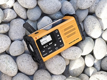 Sangean MMR-88 DAB+ tragbares Kurbelradio (UKW/DAB+ Tuner, Taschenlampe, integrierter Li-Ion-Akku, Kopfhöreranschluss) gelb/schwarz