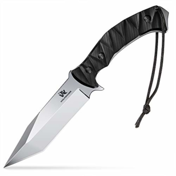 Wolfgangs Outdoor Tanto Messer mit Kydex Stück 440C Stahl gefertigt - Extra scharfes Survival Messer (Silber) - 2