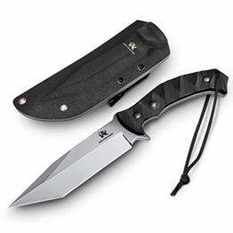 Wolfgangs Outdoor Tanto Messer mit Kydex Stück 440C Stahl gefertigt - Extra scharfes Survival Messer (Silber) - 1