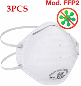Gesichtsmasken, Vliesschicht, FFP1 Filter, 98% Bakterien, Antibeschlag, PM2.5 Atmungsaktive Staubfiltermasken Mundschutz Masken mit elastischer Ohrschlaufe für drinnen und draußen (FFP1 3PCS) - 1