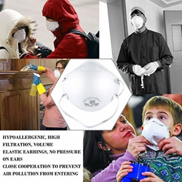 Gesichtsmasken, Vliesschicht, FFP1 Filter, 98% Bakterien, Antibeschlag, PM2.5 Atmungsaktive Staubfiltermasken Mundschutz Masken mit elastischer Ohrschlaufe für drinnen und draußen (FFP1 3PCS) - 6