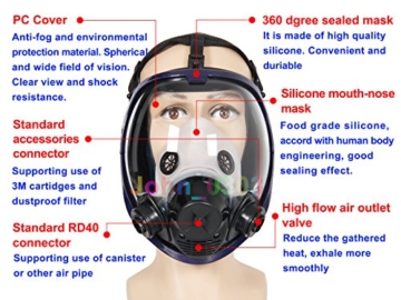 Komplette Anzug 6800 Malerei Spraying Full Face Atemschutzmaske Gasmaske Breather - 5
