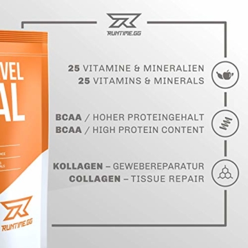 Runtime Next Level Meal Mango - vollwertiger Mahlzeitersatz für langanhaltende Sättigung, Energie, Konzentration und Leistungsfähigkeit, mit Vitaminen und Nährstoffen, 7 x 150g - 3