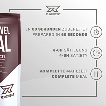 Runtime Next Level Meal - vollwertiger Mahlzeitersatz für langanhaltende Sättigung, Energie, Konzentration und Leistungsfähigkeit, mit Vitaminen und Nährstoffen, 1 Portion (150g) (Chocolate) - 2