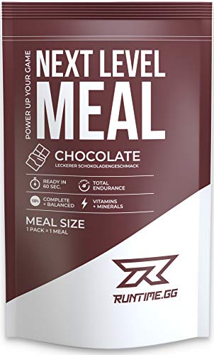Runtime Next Level Meal - vollwertiger Mahlzeitersatz für langanhaltende Sättigung, Energie, Konzentration und Leistungsfähigkeit, mit Vitaminen und Nährstoffen, 1 Portion (150g) (Chocolate) - 1