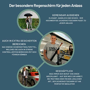 Sicherheitsschirm stabiler Herren Security Abwehr Regenschirm | Sturmfest | Selbstverteidigung Defense