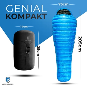 Alpin Loacker - ultraleichter Schlafsack mit 460g | Der Premium Daunenschlafsack mit kleinem packmaß für den Sommer und Camping - 2