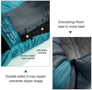 Bessport Schlafsack für Camping 3-4 Jahreszeiten 0 °C - 15°C | Winter Schlafsack Leichtgewichtig, Wasserdicht und Warm für Erwachsene,Rucksackreisen,Camping, Wandern und Reisen - 4