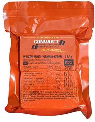 CONVAR - 7 - High Energy Bar Multi Vitamin, benutzbar als Notvorrat, Notverpflegung, Notration, für Outdoor Aktivitäten, Krisenvorsorge - wertvolle Inhaltsstoffe - kompakte Verpackung - 3 x 125g - 2