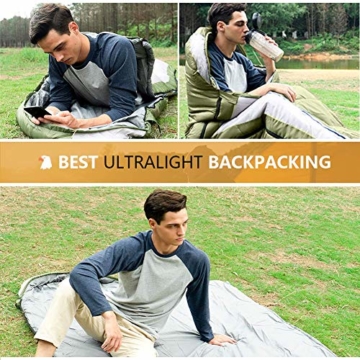 COVACURE Schlafsack Camping - Leicht, Kompakt, Wasserdicht, Warm für 4 Jahreszeiten Outdoor, 210 x 78 cm für Erwachsene & Kinder - 6