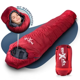 EMAX | Outdoor Mumienschlafsack – 230cm Schlafsack Winter -10° C - Kompakter Schlafsack Outdoor für Camping, Wandern und Bergsteigen - Ultraleichter Schlafsack kleines Packmaß - Praktische Gadgets - 1