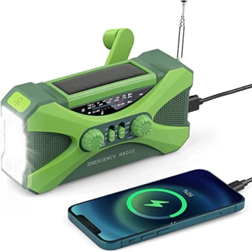 2022 Solar Radio Notfall Radio mit Kurbel,10000mAh Tragbare Kurbelradio FM/AM/NOAA Dynamo Radio mit 3 Modi Taschenlampe, Leselampe,SOS Alarm,Wasserdicht für Camping, Reisen, Outdoor - 1