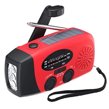 CREACEC Notfall Radio Hand Kurbel Solar Wetter Radio Hand Kurbel Radio Taschenlampe Handy Ladegerät Überleben Radio - 1