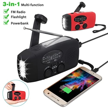 CREACEC Notfall Radio Hand Kurbel Solar Wetter Radio Hand Kurbel Radio Taschenlampe Handy Ladegerät Überleben Radio - 6