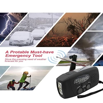 CREACEC Notfall Radio Hand Kurbel Solar Wetter Radio Hand Kurbel Radio Taschenlampe Handy Ladegerät Überleben Radio - 7