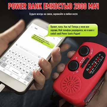 CREACEC Notfall Radio Hand Kurbel Solar Wetter Radio Hand Kurbel Radio Taschenlampe Handy Ladegerät Überleben Radio - 9