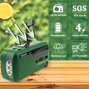 DEGEN DE13 Kurbelradio Tragbares Solar Radio FM AM SW Eingebaute Wiederaufladbare Batterie LED Dynamo Lampe Powerbank für Wandern Camping Ourdoor Notfall - 2