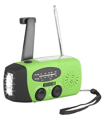FAOKZE Solar Radio,Tragbar Kurbelradio Radio, 2000 mAh Draussen Camping Radio Solarbetriebenes Radio AM/FM mit Taschenlampe Funktion für Camping Ourdoor (Grün) - 1