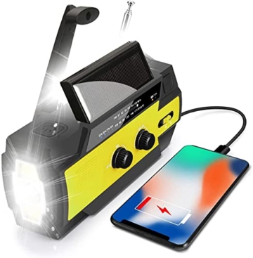 Kurbelradio Notfall Tragbare Solar Radio mit AM/FM Eingebaute 4000mAh Wiederaufladbare Notfallradio Handkurbel Dynamo Radio,USB Power Bank,Taschenlampe,LED Leselampe SOS für Haus Outdoor Camping - 9