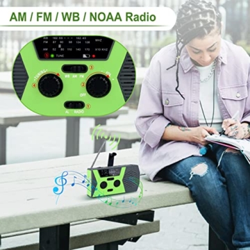 Kurbelradio Solar Radio AM FM, Kurbelradio Weltempfänger, Notfallradio, USB Tragbares Radio Notfall Survival Ausrüstung 4000mAh Dynamo LED Taschenlampe SOS Alarm für Reisen, Biwack, Camping Outdoor - 6