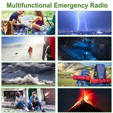 Kurbelradio Solar Radio AM FM, Kurbelradio Weltempfänger, Notfallradio, USB Tragbares Radio Notfall Survival Ausrüstung 4000mAh Dynamo LED Taschenlampe SOS Alarm für Reisen, Biwack, Camping Outdoor - 8