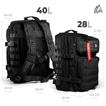 MNT10 Outdoor Rucksack 28L & 40L I Taktischer Rucksack Herren, Damen I US Cooper Rucksack I Arbeitsrucksack Herren I Army Rucksack Militär I Backpack für Travel, Arbeit, Schule, Sport, Bushcraft - 4