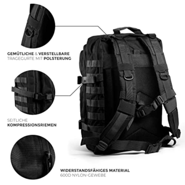 MNT10 Outdoor Rucksack 28L & 40L I Taktischer Rucksack Herren, Damen I US Cooper Rucksack I Arbeitsrucksack Herren I Army Rucksack Militär I Backpack für Travel, Arbeit, Schule, Sport, Bushcraft - 6