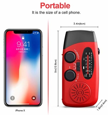 Notfall-Solarradio,Solarbaby Selbstbetriebenes Kurbelradio mit LED-Taschenlampe, AM/FM Wetter Wind Up Radio mit 2000mAh Akku für Notladung von Smartphone - 6