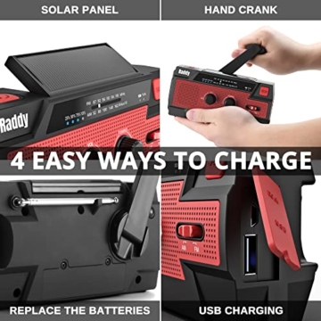 Raddy SW3 Kurbelradio 5000mAh Tragbares Solar-Notfallradio mit AM/FM-Radio, USB-Handyladefunktion, LED-Taschenlampe, SOS-Alarm für Outdoor-Camping - 2