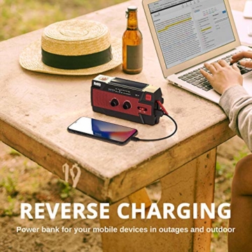 Raddy SW3 Kurbelradio 5000mAh Tragbares Solar-Notfallradio mit AM/FM-Radio, USB-Handyladefunktion, LED-Taschenlampe, SOS-Alarm für Outdoor-Camping - 5