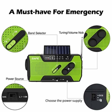 Solar Radio, Kurbelradio AM/FM Wiederaufladbare Dynamo Radio Wasserdicht LED Dynamo Lampe Powerbank f¨¹r Wandern,Camping,Ourdoor,Notfall - 3
