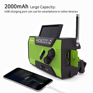 Solar Radio, Kurbelradio AM/FM Wiederaufladbare Dynamo Radio Wasserdicht LED Dynamo Lampe Powerbank f¨¹r Wandern,Camping,Ourdoor,Notfall - 4