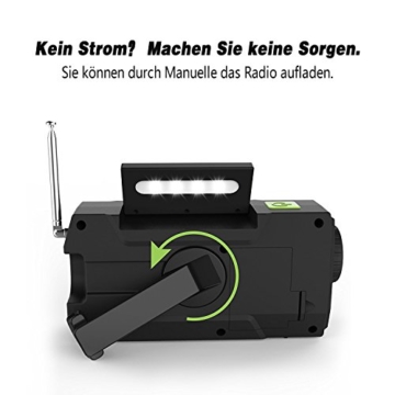 Solar Radio, Kurbelradio AM/FM Wiederaufladbare Dynamo Radio Wasserdicht LED Dynamo Lampe Powerbank f¨¹r Wandern,Camping,Ourdoor,Notfall - 5