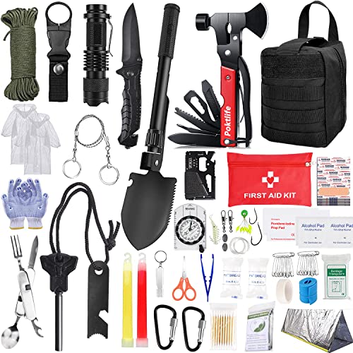 Survival Kit 163 in 1,Notfall Ausrüstung,Survival Militär Hochwertig Ausrüstung mit Messer I ...