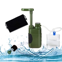 Wasserfilter Outdoor, 5000L Survival Camping Wasserfilter für Trinkwasser, Tragbarer Wasseraufbereiter für Prepper Notfall Ausrüstung (Armeegrün) - 1