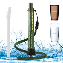Wasserfilter Outdoor Tragbarer Mini 2000L für Camping Survival, Persönlicher Wasseraufbereiter Trinkwasser Strohhalm Trinkwasserfilter Outdoor Entfernen Bakterien & Schadstoffe, für Wandern Notfall - 1