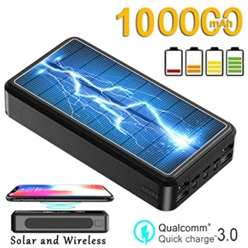 100000Mah Power Bank Tragbares Solarladegerät Externer Akku mit LED Licht wasserdichte Hochleistungs Outdoor Powerbank - 2