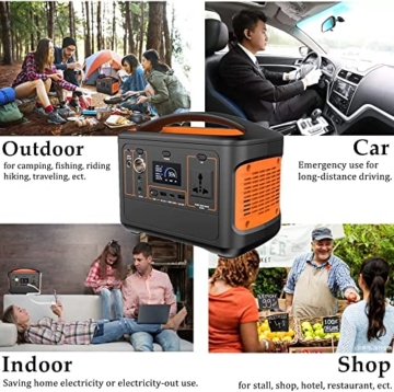 600W-Kraftwerk mit 100-W-Solarpanel,zusammenklappbarer Solarplatine und Energiespeicher-Stromversorgungsgenerator für Wohnmobil-Camping,Outdoor-Abenteuer,Notfall(Power Station& Solar Panel- Orange) - 4