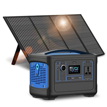 600w Solar Generator,mit Tragbarem 100W Solarpanel,153600 MAh Powerstation,Spitzenleistung 1000W Mobile Stromversorgung mit LCD Anzeige Power Station für Garten,Outdoor,Campingreisen Im Freien - 1