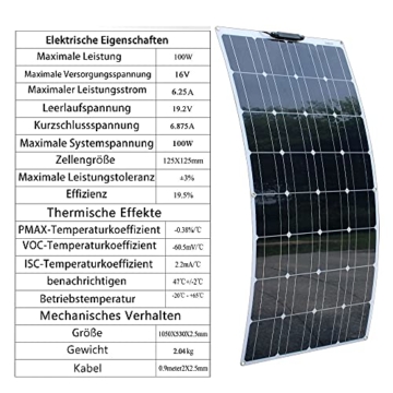 600W Tragbares Solarpanel, monokristallin (hohe Effizienz) Solarladung mit 60 A Controller USB-Ausgang zum Aufladen von 12V-Batterien (belüftetes AGM-Gel) - für Wohnmobil, Wohnwagen,Boote, Dächer - 2