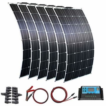 600W Tragbares Solarpanel, monokristallin (hohe Effizienz) Solarladung mit 60 A Controller USB-Ausgang zum Aufladen von 12V-Batterien (belüftetes AGM-Gel) - für Wohnmobil, Wohnwagen,Boote, Dächer - 1