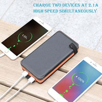 A ADDTOP Solar Powerbank 25000mAh Tragbare Solar Ladegerät mit 4 Solarpanels, Outdoor wasserfester externer Akku mit 2 USB Ports für Smartphones, Tablets und mehr - 3