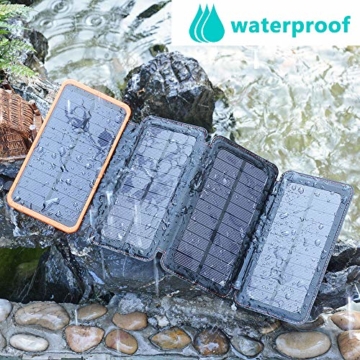 A ADDTOP Solar Powerbank 25000mAh Tragbare Solar Ladegerät mit 4 Solarpanels, Outdoor wasserfester externer Akku mit 2 USB Ports für Smartphones, Tablets und mehr - 4